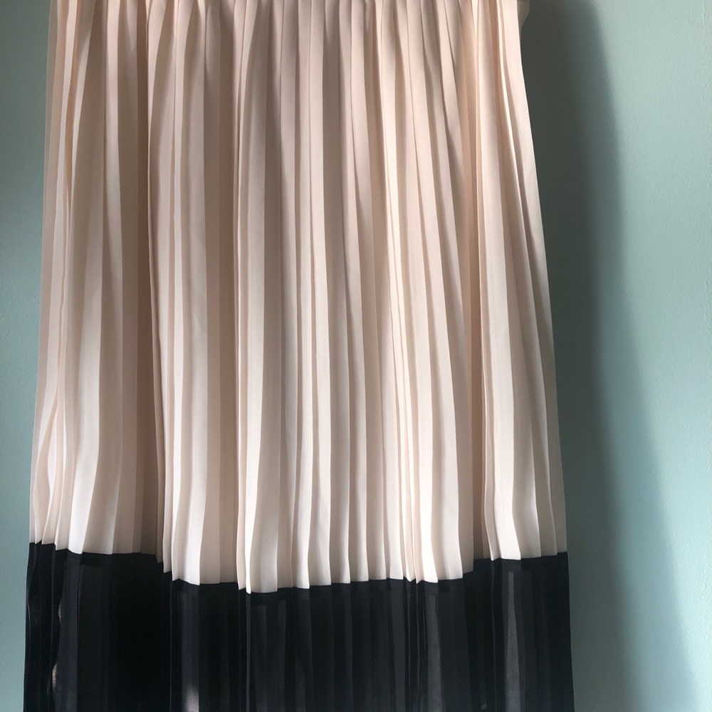 Pleated cream and black skirt